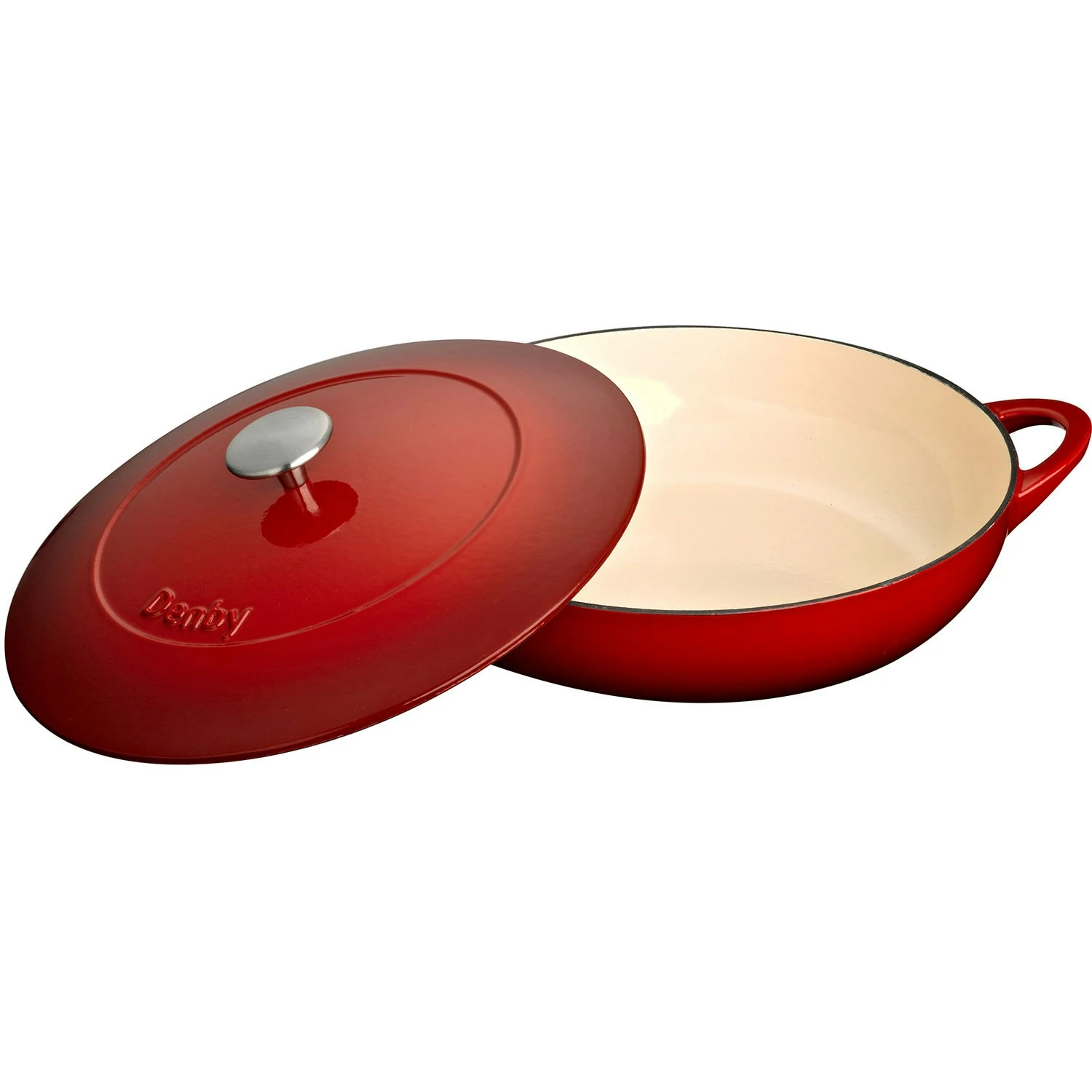 Denby Pomegranate Gietijzeren Pot Oppervlakkig Ø30 Cm, Rood 3 Denby Pomegranate Gietijzeren Pot Oppervlakkig Ø30 Cm, Rood - Afbeelding 2