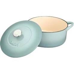 Denby Pavilion Gietijzeren Pot Rond Ø24 Cm, Lichtblauw -Huis Keuken denby gietijzeren pot rond 24 cm 5