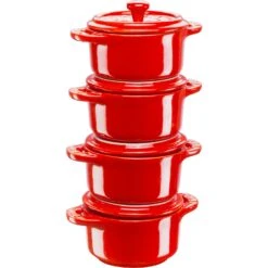 Staub Pottenset Mini Ø10 Pak Van 4, Cherry Red