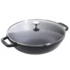 Staub Small Wok In Cast Iron With Glass Lid, Black -Huis Keuken staub small wok in cast iron with glass lid black 0